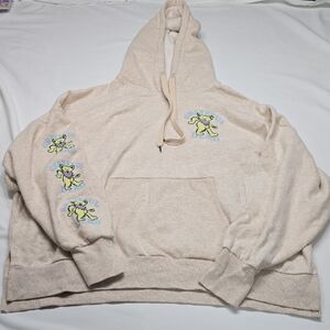 Grateful Dead Bears American Eagle Outfitters Huggable Cream Hoodie Sweatshirt
